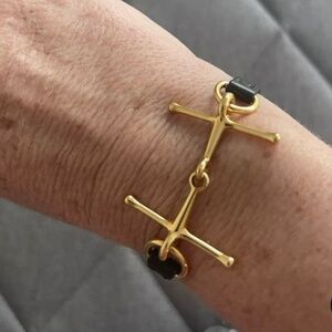 Hermes Mors horsebit bracelet wrap black leather gold hardware